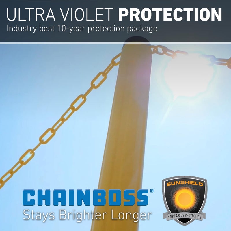 US Weight (Made in USA) 2" x 50' Yellow Plastic Safety Chain ft. SunShield UV Resistant Technology - Image 3